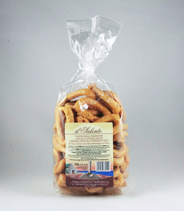 Taralli extralarghi Paprika dolce e peperoncino - Il Salento Food